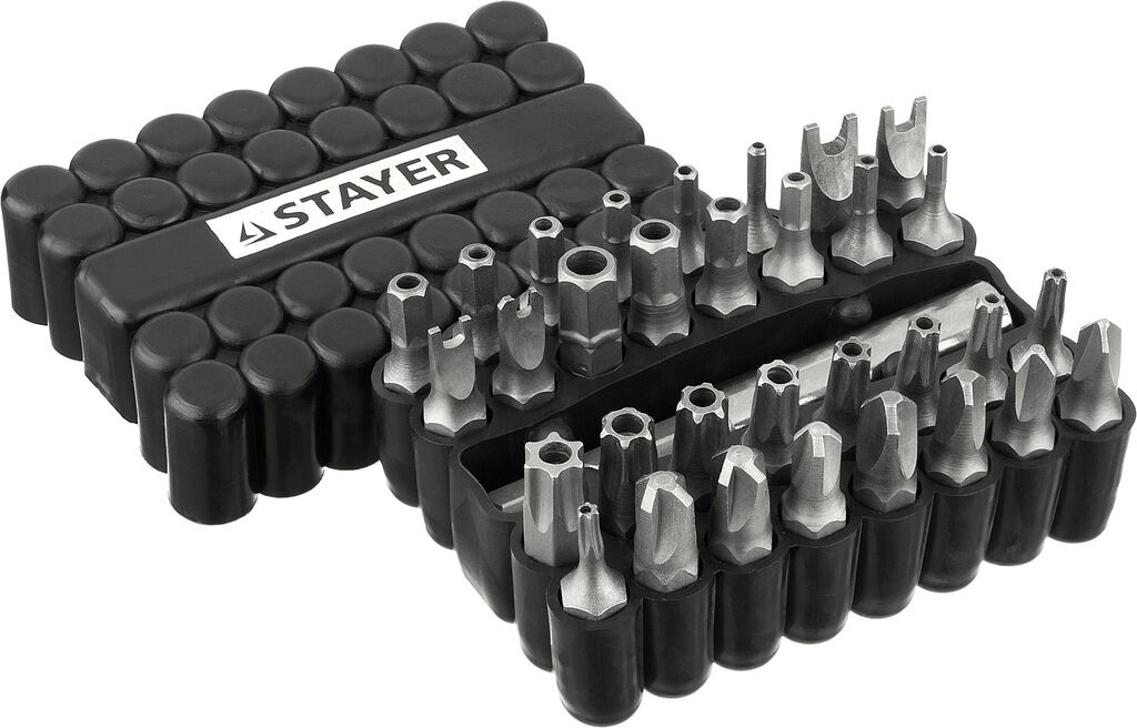 Набор специальных бит с магнитным адаптером STAYER 33 шт (26084-H33)