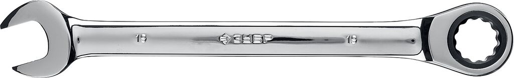 ЗУБР 19 мм, комбинированный трещоточный гаечный ключ, Профессионал (27074-19)