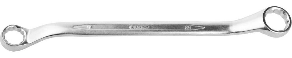 ЗУБР 19 х 22 мм, изогнутый накидной гаечный ключ, Профессионал (27132-19-22) Зубр