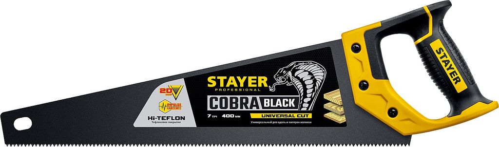STAYER Cobra Black 400 мм, Универсальная ножовка (2-15081-40) 2-15081-40_z01
