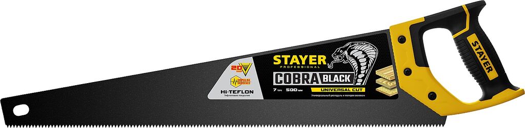 STAYER Cobra Black 500 мм, Универсальная ножовка (2-15081-50) 2-15081-50_z01