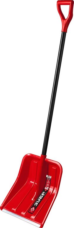 ЗУБР УРАЛ, ширина 400 мм, пластиковая, со стальной планкой, эргономичный алюминиевый черенок, V-ручка, снеговая лопата (