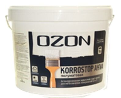Краска для металла OZON Korrostop 3 в 1 ВД-АК-155А-11 А белая 9 л обычная