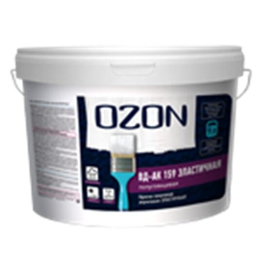 Краска резиновая эластичная OZON ВД-АК-159А-11 А (белая) 9 л обычная