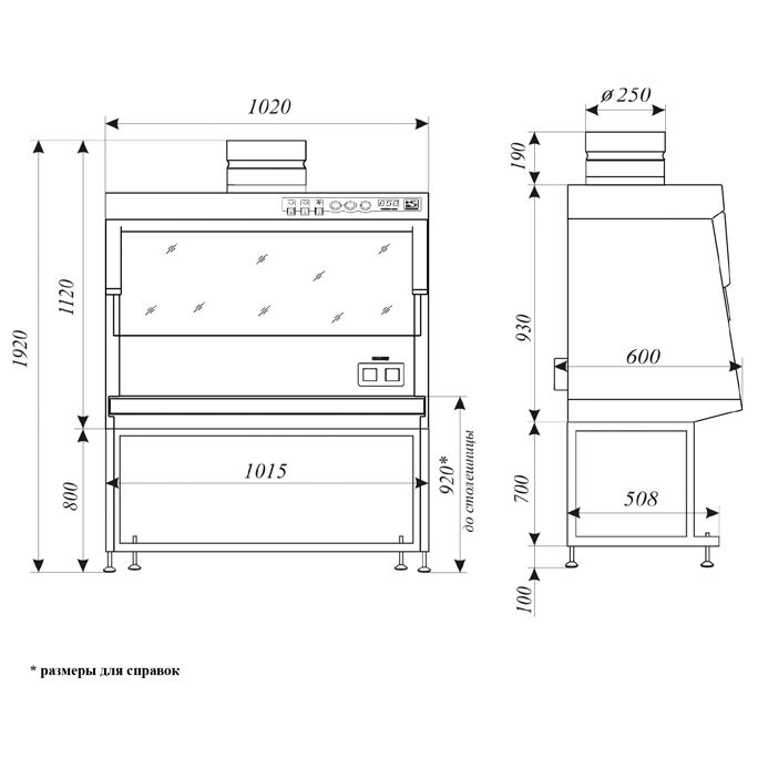 Вытяжной шкаф ШВ-"Ламинар-С"-1,0 с блоком УФО (531.100) 2