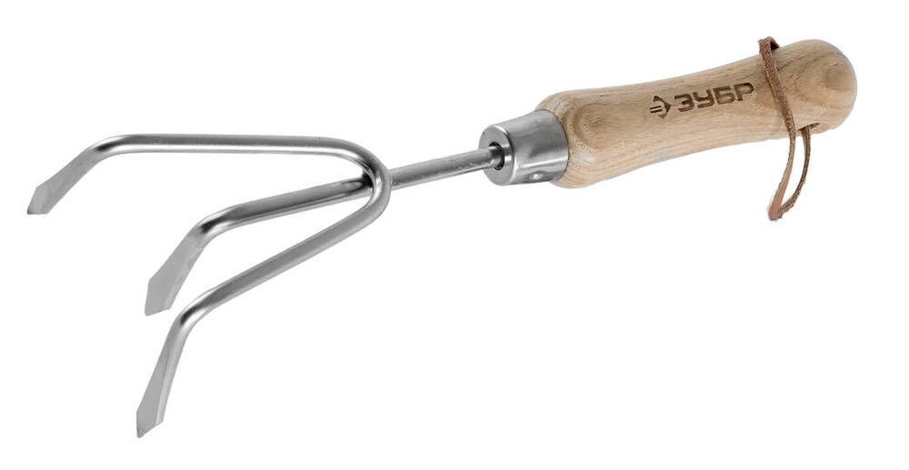 ЗУБР нержавеющая сталь, деревянная ручка, культиватор (4-39466) Зубр