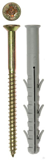 Дюбель рамный нейлоновый в комплекте с оцинкованным шурупом шлиц Pz 10 x 160 мм 50 шт ЗУБР Профессионал 4-301455-10 #1