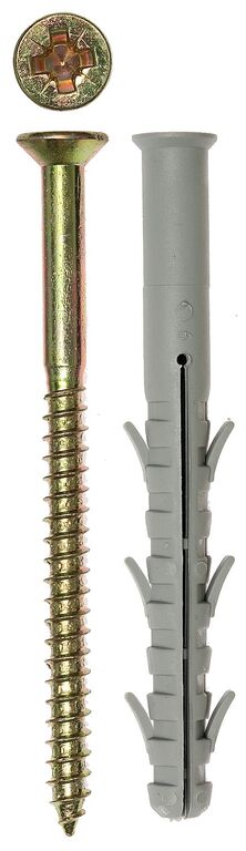 Дюбель рамный нейлоновый в комплекте с оцинкованным шурупом шлиц Pz 10 x 160 мм 50 шт ЗУБР Профессионал 4-301455-10