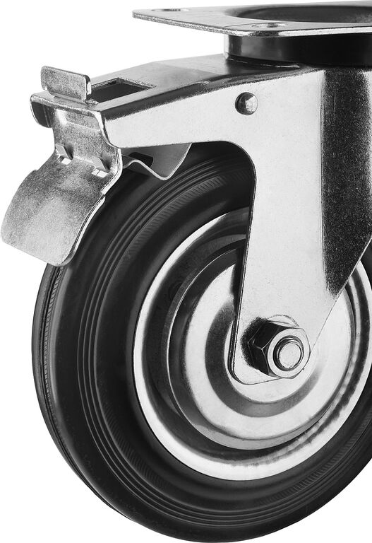 Колесо поворотное 200 мм г/п 185 кг резина/металл игольчатый подшипник ЗУБР Профессионал 30936-200-S 2