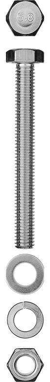 ЗУБР DIN 933, M6 х 80 мм, цинк, 5 шт, болт с гайкой и шайбами (303436-06-080) Зубр