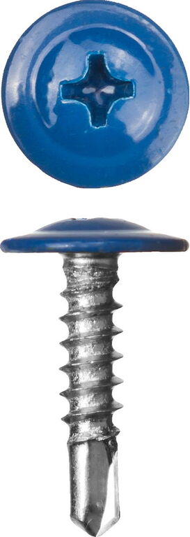 Саморезы ПШМ-С со сверлом для листового металла 16 х 4.2 мм 500 шт RAL-5005 синий насыщенный ЗУБР 300211-42-016-5005
