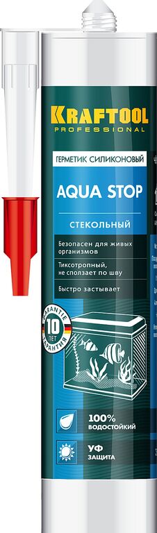 Стекольный черный силиконовый герметик KRAFTOOL Aqua Stop 300 мл 41256-4