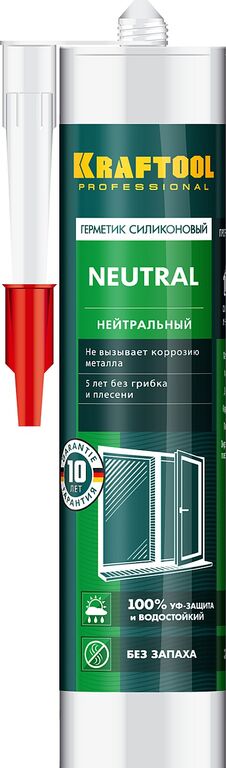 Нейтральный силиконовый герметик KRAFTOOL Neutral 300 мл прозрачный (41257-2)