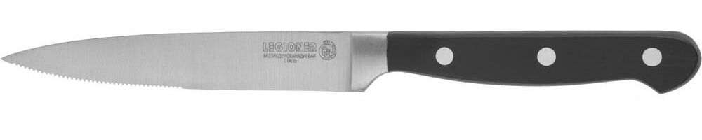 Нож LEGIONER ″FLAVIA″ для стейка пластиковая рукоятка лезвие из молибденванадиевой стали 110 мм 47926