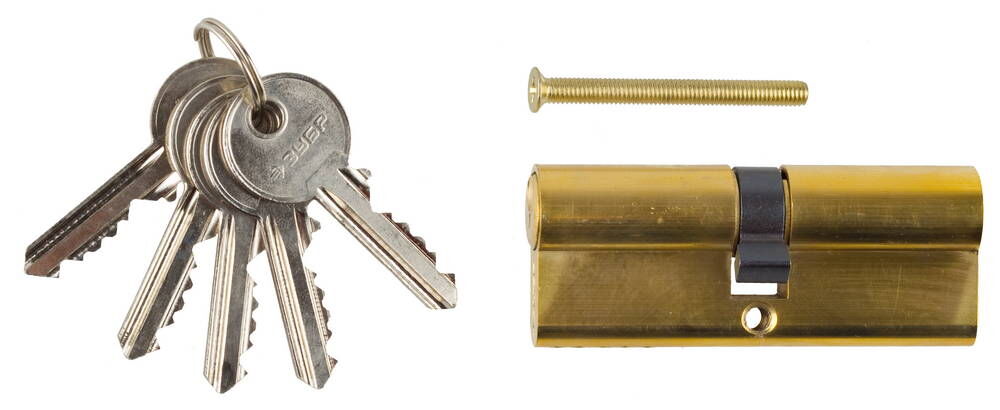 ЗУБР 80 мм, цвет латунь, 5-PIN, тип ключ-ключ, цилиндровый механизм (52101-80-1) Зубр