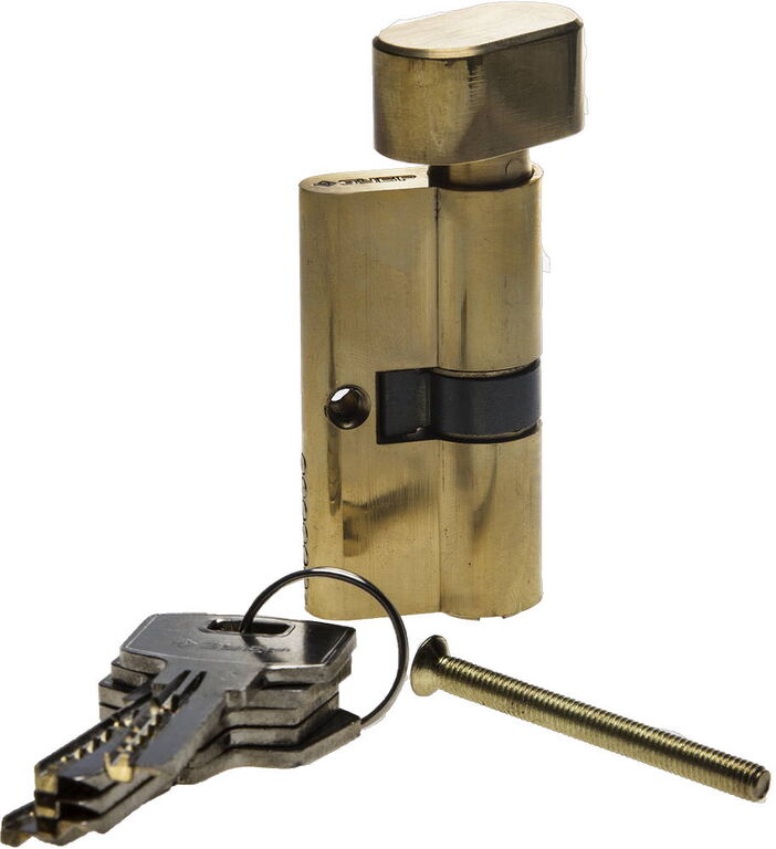 Механизм ЗУБР "Эксперт"цилиндровый повышенной защищенности тип "ключ-защелка" цвет латунь 6-PIN 70 мм 52107-70-1