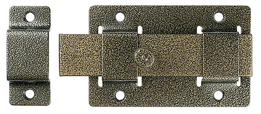 Накладная задвижка ЗД-02 для дверей, 75х115 мм, усиленная, плоский засов, цвет бронза (37778-2)