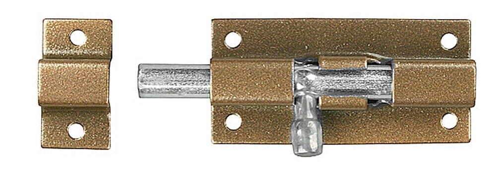 Накладная задвижка ШП-40 КМЦ для окон и мебели, 40 мм, цвет коричневый металлик/цинк (37753-40)