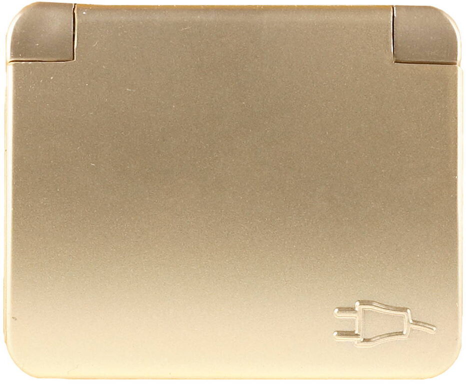 Электрическая розетка СВЕТОЗАР Гамма, с заземлением одинарная с крышкой цвет золотой металлик 16А/~250В (SV-54110-GM)