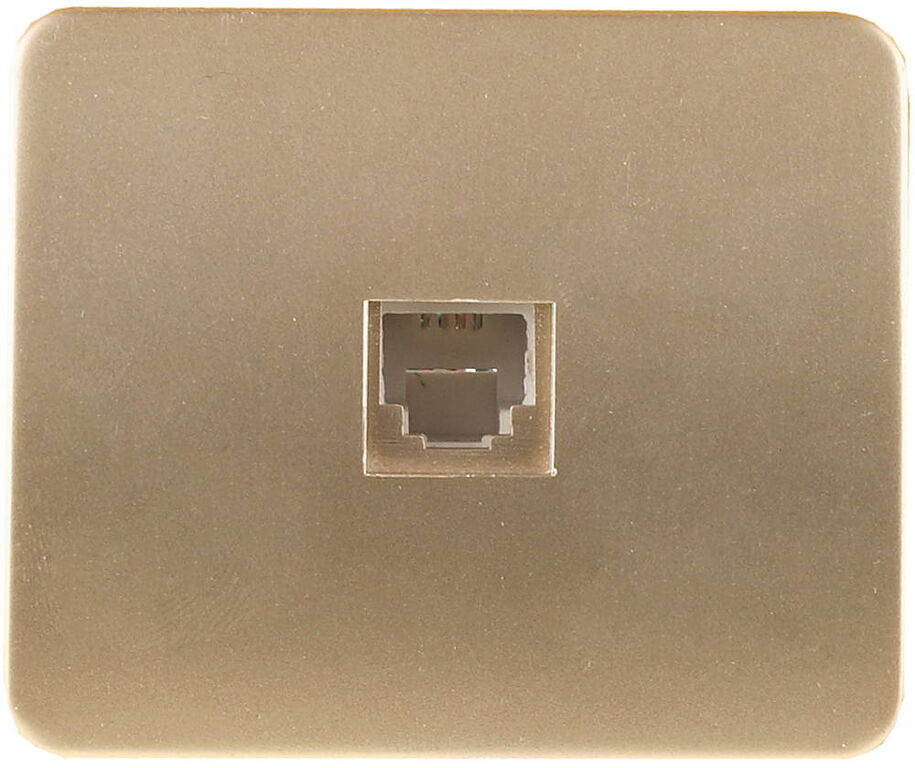 Электрическая розетка СВЕТОЗАР Гамма, телефонная одинарная без вставки и рамки цвет золотой металлик (SV-54117-GM)