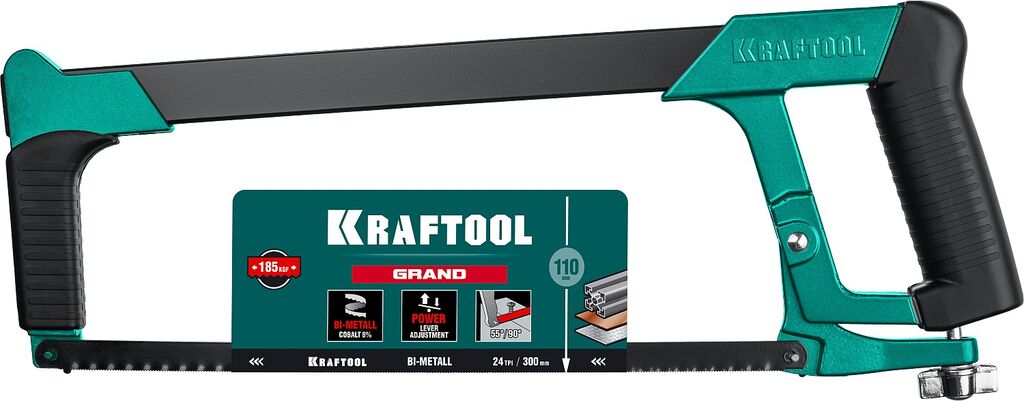 KRAFTOOL GRAND, 300 мм, обрезиненная ручка, полотно Bi-Metal, ножовка по металлу (15801) 15801_z02